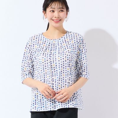 ＜MISSEL＞【洗える・日本製・Ｌ～４Ｌサイズ】カラードットＴシャツ（２１１２３６０９）