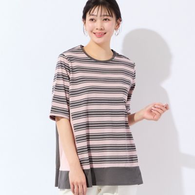＜MISSEL＞【洗える・Ｌ～４Ｌサイズ】コットンボーダーチュニック（２１１２３６１３）