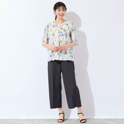 洗える・日本製・綿100％・L～4Lサイズ】アートフラワーTシャツ 