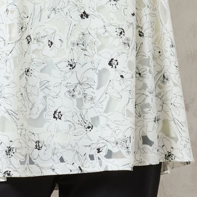 【洗える・日本製】モノトーンフラワーチュニック（２１１２４５０１）