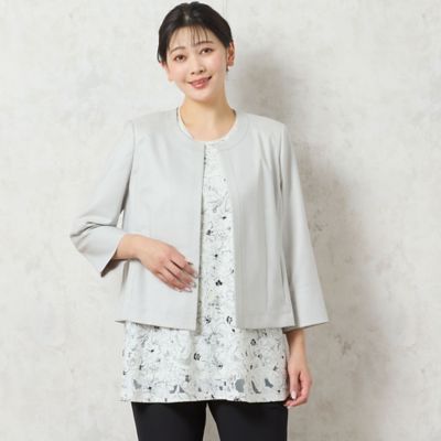 【洗える・日本製】モノトーンフラワーチュニック（２１１２４５０１）
