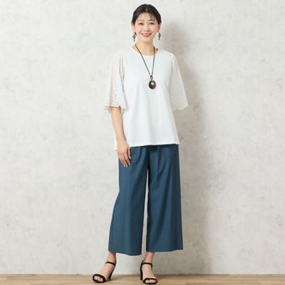 【人気アイテム・洗える】レーススリーブＴシャツ（２１１２４５０３）