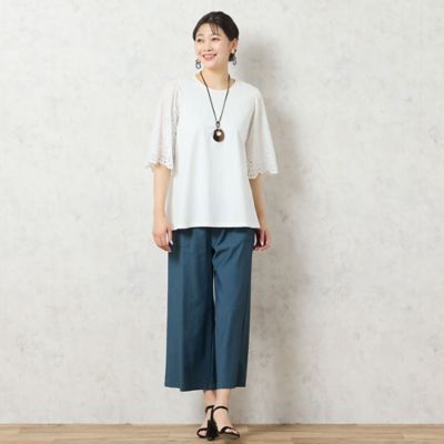 【人気アイテム・洗える】レーススリーブＴシャツ（２１１２４５０３）