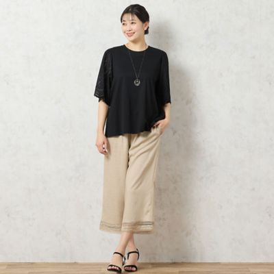 【人気アイテム・洗える】レーススリーブＴシャツ（２１１２４５０３）