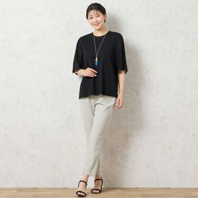 【人気アイテム・洗える】レーススリーブＴシャツ（２１１２４５０３）