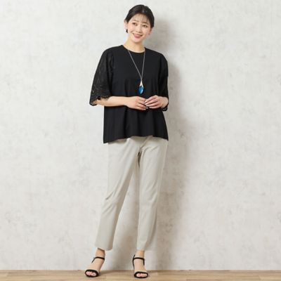 【人気アイテム・洗える】レーススリーブＴシャツ（２１１２４５０３）