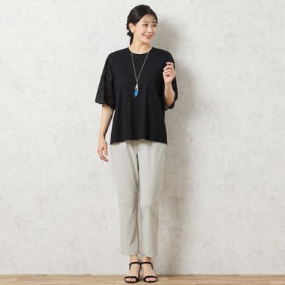 【人気アイテム・洗える】レーススリーブＴシャツ（２１１２４５０３）