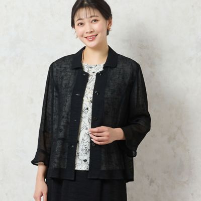 【洗える・日本製】モノトーンフラワーチュールＴシャツ（２１１２４５０４）