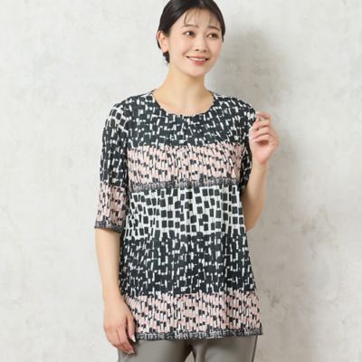 ＜MISSEL＞【洗える・アンサンブル可能】幾何柄Ｔシャツ（２１１２４５１０）