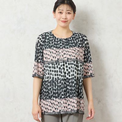 洗える・アンサンブル可能】幾何柄Tシャツ（21124510