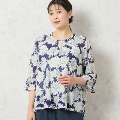 洗える・日本製】花柄チュールブラウス（21124511