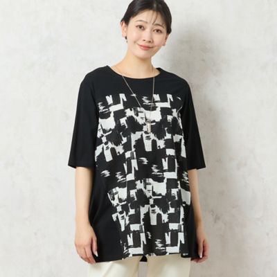 【洗える・日本製・綿１００％】単色柄チュニック（２１１２４５２２）