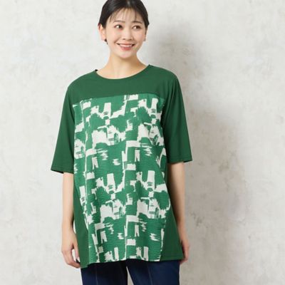【洗える・日本製・綿１００％】単色柄チュニック（２１１２４５２２）