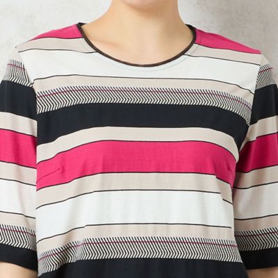【洗える・日本製・綿１００％】カラーボーダーＴシャツ（２１１２４５２３）