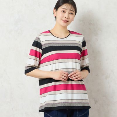 【洗える・日本製・綿１００％】カラーボーダーＴシャツ（２１１２４５２３）