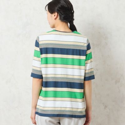 【洗える・日本製・綿１００％】カラーボーダーＴシャツ（２１１２４５２３）
