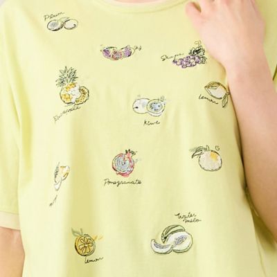 洗える・日本製・L～4Lサイズ】フルーツ刺繍Tシャツ