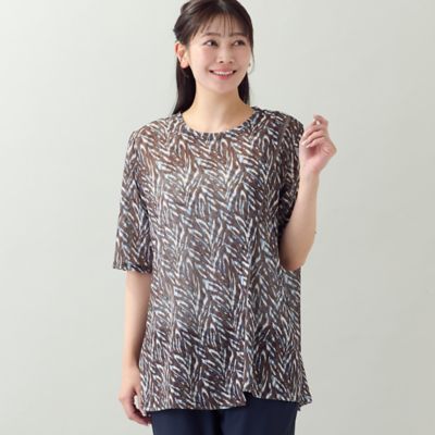 洗える・L～4Lサイズ】ゼブラ柄アシンメトリーTシャツ