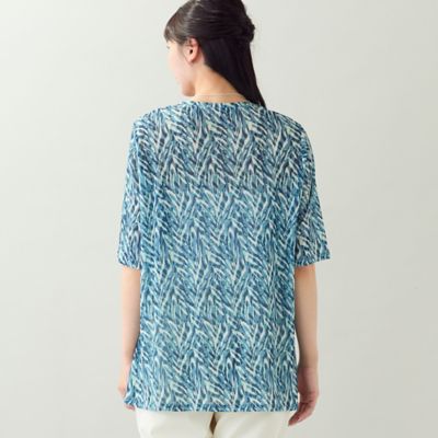 洗える・L～4Lサイズ】ゼブラ柄アシンメトリーTシャツ