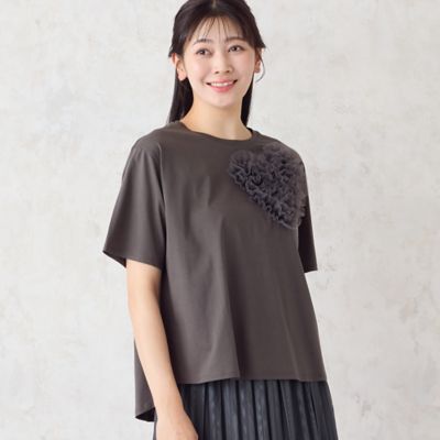 洗える・M～3Lサイズ】チュールハートTシャツ（21124674