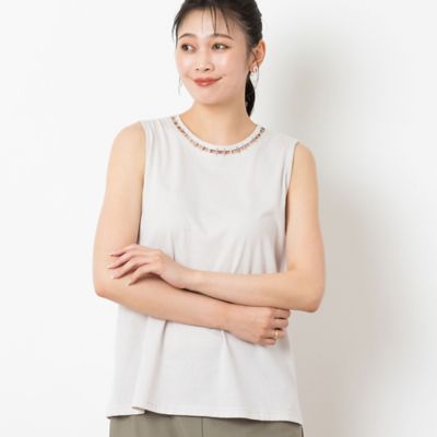 MISSEL/ミゼール ハシゴ刺繍 ノースリーブコットントップス(21125401)