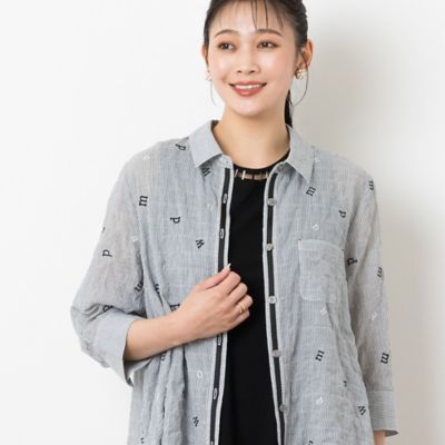 ハシゴ刺繍　ノースリーブコットントップス（２１１２５４０１）