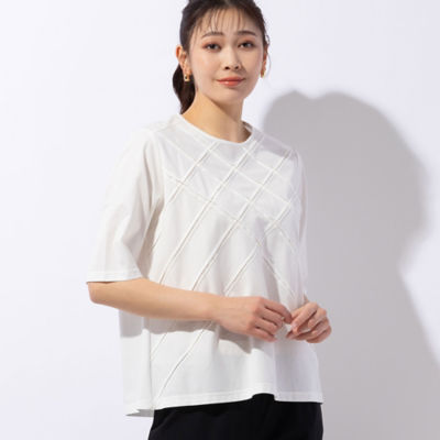 ＜MISSEL＞ピンタック刺繍　シルケット天竺Ｔシャツ（２１１２５４２１）
