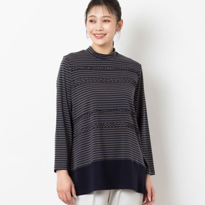 リボン刺繍ボーダーカットソー（２１１２５４５５）