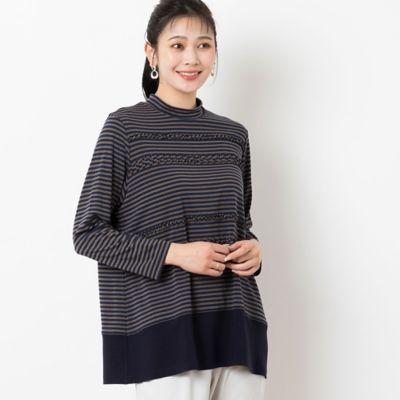 リボン刺繍ボーダーカットソー（２１１２５４５５）