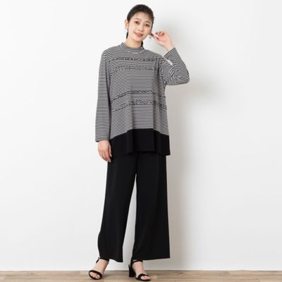 リボン刺繍ボーダーカットソー（２１１２５４５５）