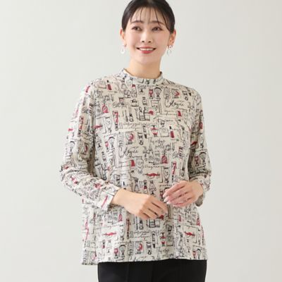 ＜MISSEL＞【洗える・日本製・３Ｌ／４Ｌサイズあり】コスメ柄カットソー（２１１２５５１８）