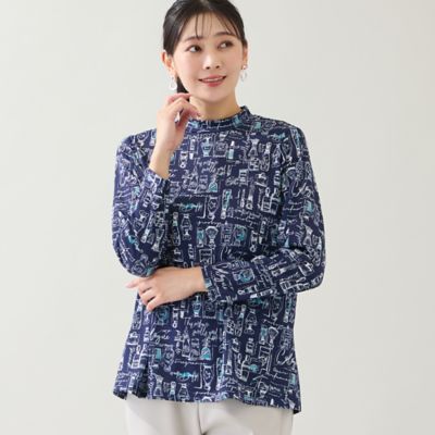 【送料無料】MISSEL/ミゼール 大きいサイズ【洗える・日本製・3L/4Lサイズあり】コスメ柄カットソー(21125518) ダルブルー トップス【三越伊勢丹/公式】