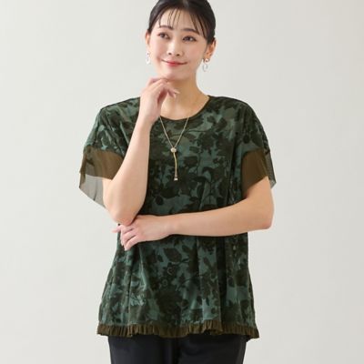 【専用出品】パラスパレス nume 麻 リネン 総柄 花柄 水彩 プルオーバー 洗える・日本製・3L／4Lサイズあり】花柄チュールプル