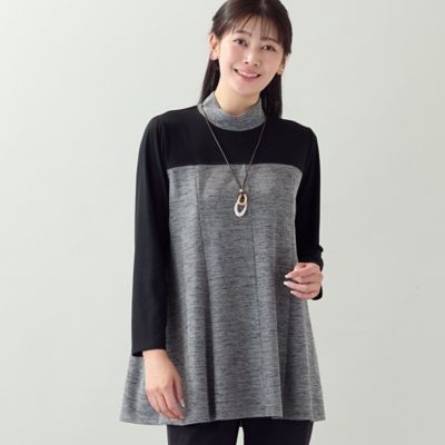【美品】YOKOCHAN フレアチュニック Black 洗える・L～4Lサイズ】ヨーク切り替えフレアチュニック