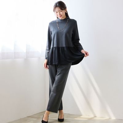 保温性・洗える・セットアップ可・L～4Lサイズ】ペプラムコンビ