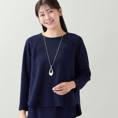  golf 刺繍　長袖　セーター　セットアップ　洗える 洗える・セットアップ可・3Lサイズあり】幾何柄ジャカードニットプル