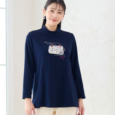 【送料無料】MISSEL/ミゼール 大きいサイズ【あったか素材・洗える・日本製・3L/4Lサイズあり】Bag刺繍カットソー(21126501) ダルブルー トップス【三越伊勢丹/公式】