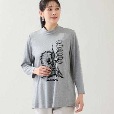 ＜MISSEL＞【洗える・日本製・３Ｌ／４Ｌサイズあり】時計塔柄カットソー（２１１２６５０５）