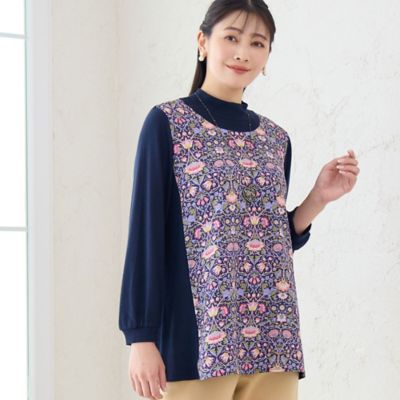 【送料無料】MISSEL/ミゼール 大きいサイズ【洗える・3L/4Lサイズあり】V & A ロウデン パフスリーブカットソー(21126508) ダルブルー トップス【三越伊勢丹/公式】