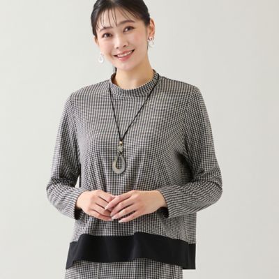 洗える・3L／4Lサイズあり】千鳥柄カットソー