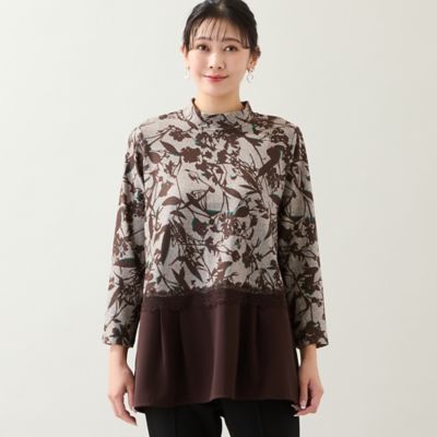 洗える・3L／4Lサイズあり】花柄ペプラムカットソー