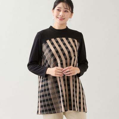 洗える・日本製・3L／4Lサイズあり】裾フレア チェック柄