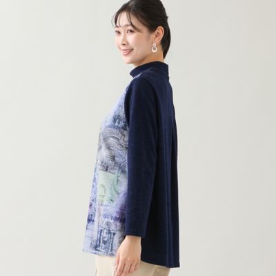 ミゼール（missel）/【洗える・日本製・3L/4Lサイズあり】裾フレア チェック柄カットソー 洗える・日本製・3L／4Lサイズあり】風景柄カットソー