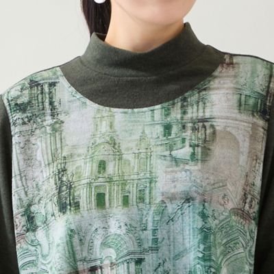 洗える・日本製・3L／4Lサイズあり】風景柄カットソー