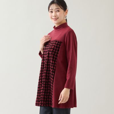 洗える・日本製・3L／4Lサイズあり】千鳥柄フロッキーチュニック