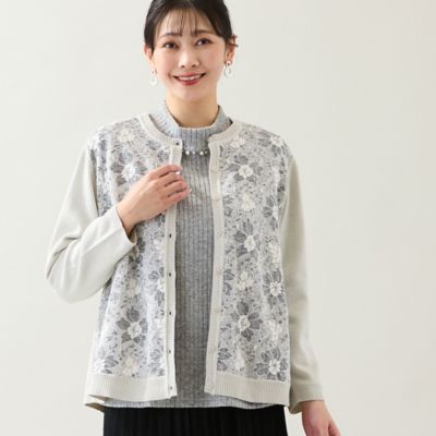 ＜MISSEL＞【アンサンブル可・３Ｌ／４Ｌサイズあり】フロントレースカーディガン（２１１３１６０１）