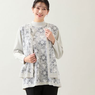 アンサンブル可・3L／4Lサイズあり】フロントレースチュニック