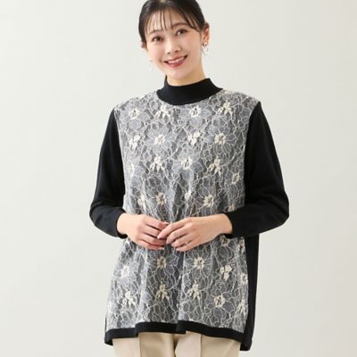 アンサンブル可・3L／4Lサイズあり】フロントレースチュニック