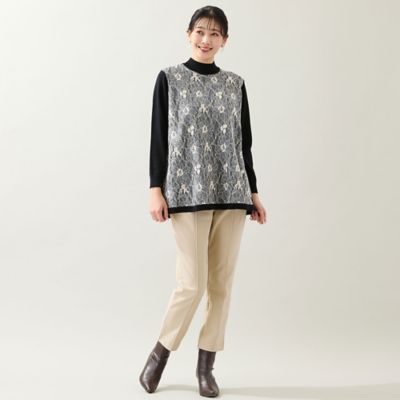 アンサンブル可・3L／4Lサイズあり】フロントレースチュニック