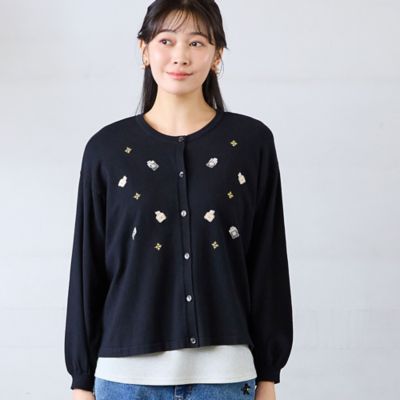 3Lサイズあり】香水瓶刺繍カーディガン（21135671